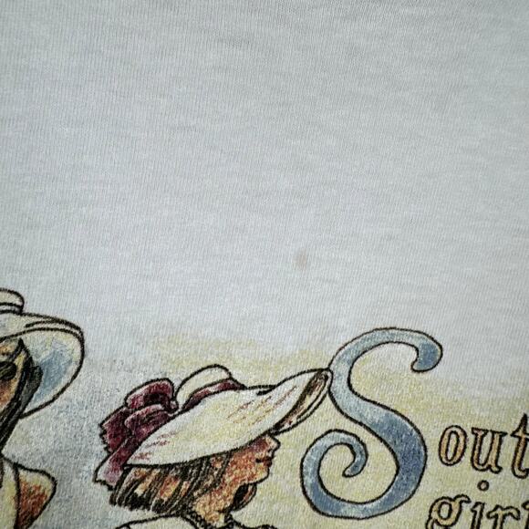 Vintage Grits Shirt Size Medium White Single Stitch Southern Girls Love To Beach - Picture 10 of 11